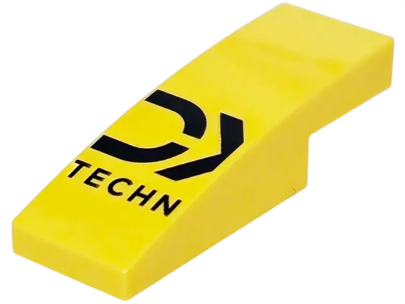 Slope, Curved 3 x 1 x 2/3 with Black 'DX' and 'TECHN' (DXC Technology) Logo Pattern Model Left Side