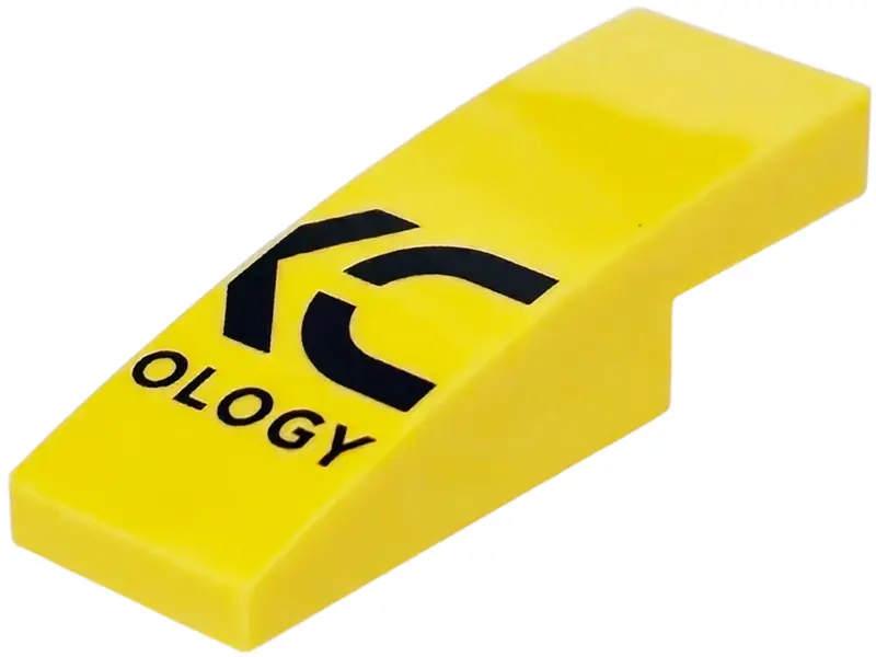 Slope, Curved 3 x 1 x 2/3 with Black 'XC' and 'OLOGY' (DXC Technology) Logo Pattern Model Right Side