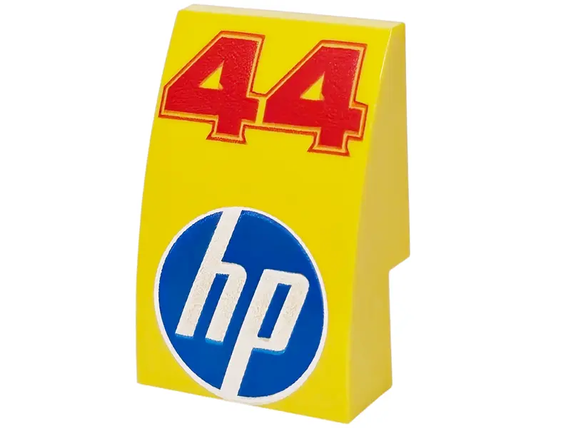Slope, Curved 3 x 2 with Red '44' and 'hp' Logo Pattern