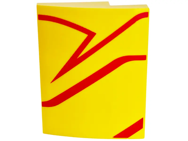 Slope, Curved 3 x 4 x 2/3 with Red Zigzag Stripes Pattern Model Left Side