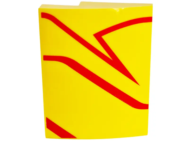 Slope, Curved 3 x 4 x 2/3 with Red Zigzag Stripes Pattern Model Right Side
