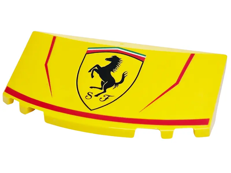 Windscreen 3 x 6 x 1 1/3 Curved with Red Stripes and Ferrari Logo Pattern