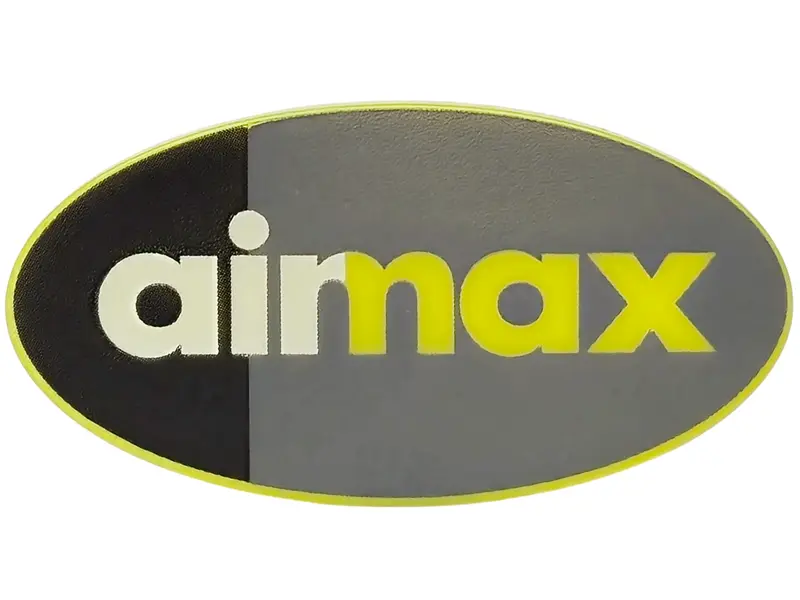 Yellow Minifigure, Shield Elliptical with Black, White and Dark Bluish Gray Nike Air Max 95 Logo Pat