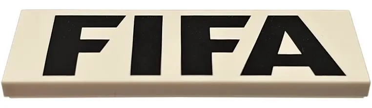 Tile 2 x 6 with Black 'FIFA' Pattern