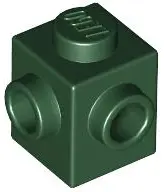 Green Brick, Modified 1 x 1 with Studs on 2 Sides, Adjacent