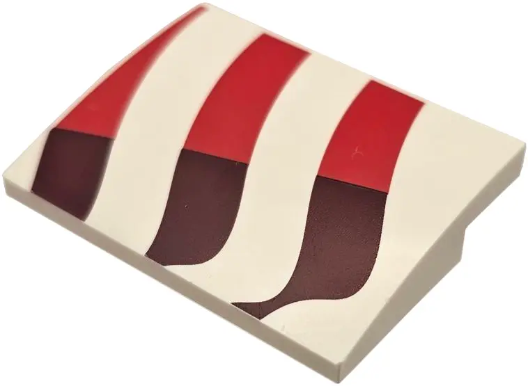 Slope, Curved 3 x 4 x 2/3 with Red and Dark Red Wavy Stripes Pattern Model Left Side