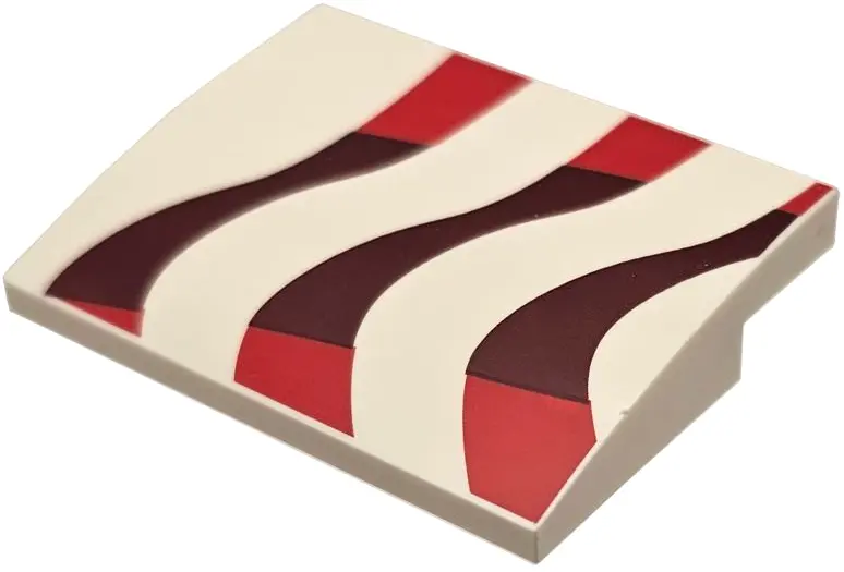 Slope, Curved 3 x 4 x 2/3 with Red and Dark Red Wavy Stripes Pattern Model Right Side