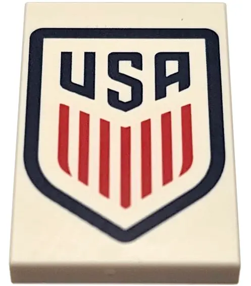 Tile 2 x 3 with United States Soccer Federation Logo with Dark Blue 'USA' and Red Stripes Pattern