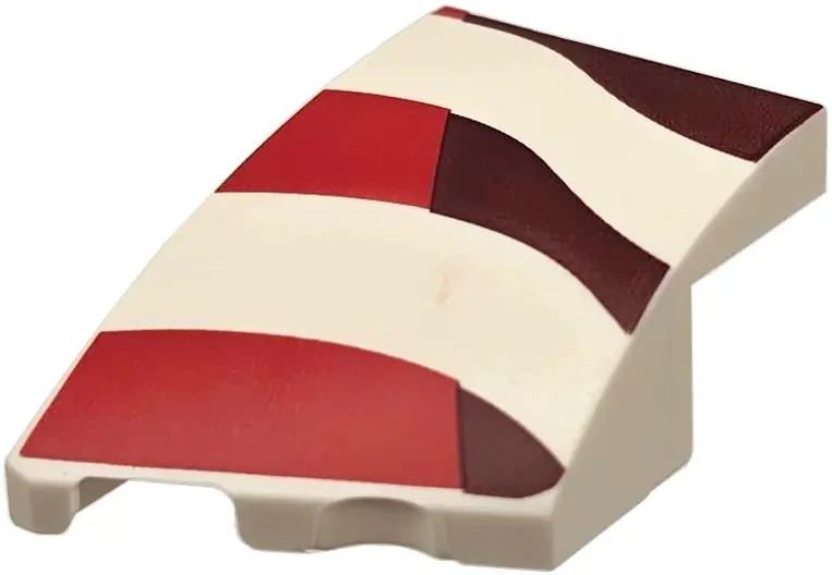 Wedge 3 x 2 Left No Studs with Red and Dark Red Wavy Stripes Pattern