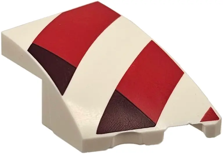 Wedge 3 x 2 Right No Studs with Red and Dark Red Wavy Stripes Pattern