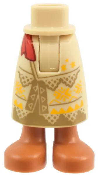 Tan Mini Doll Hips and Skirt Long with Molded Sienna Legs and Feet and Printed Dark Tan Panels and T