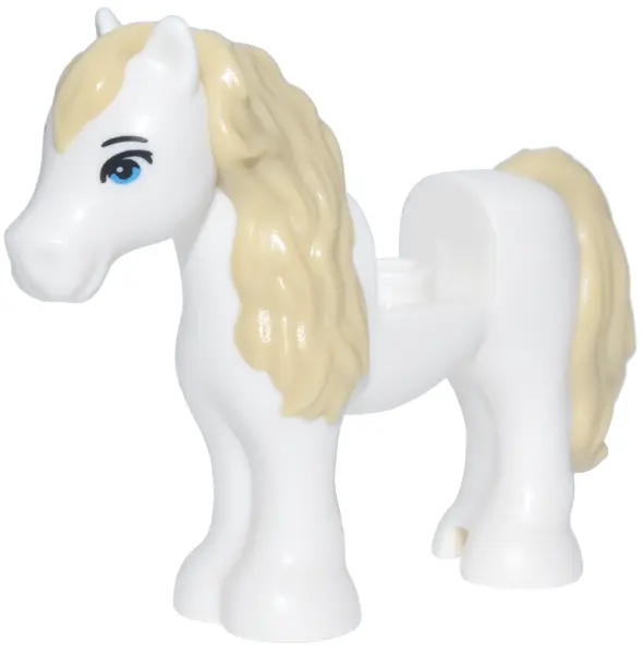 Horse, Mini Doll Style, Pony with 1 x 1 Cutout with Molded Tan Mane and Tail and Printed Black Eyebr