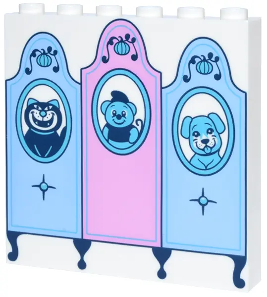 Panel 1 x 6 x 5 with Bright Light Blue and Bright Pink Headboards, Medium Azure Pumpkins and Oval Fr