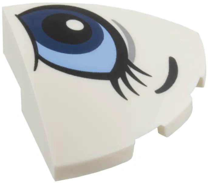 Slope, Curved 3 x 3 Corner Round with Black Eyebrow, Eyelashes, Dark Blue and Bright Light Blue Eye 