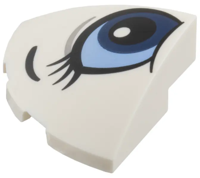 Slope, Curved 3 x 3 Corner Round with Black Eyebrow, Eyelashes, Dark Blue and Bright Light Blue Eye 