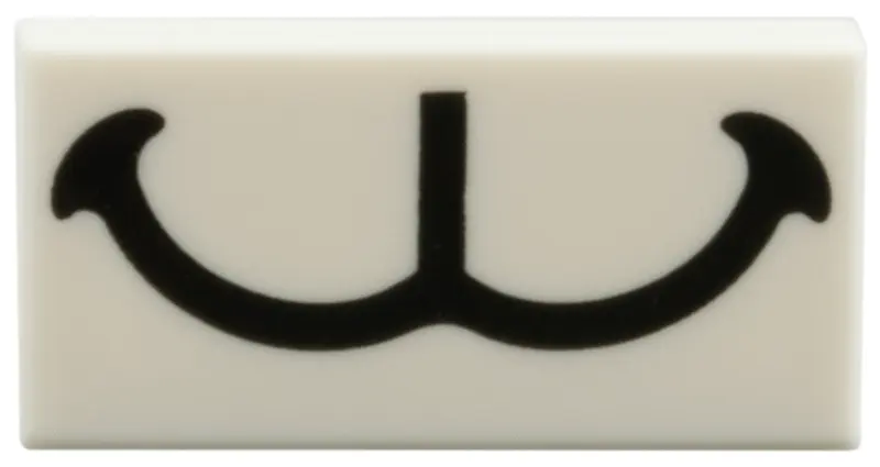 Tile 1 x 2 with Black Smile Pattern