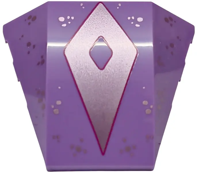 Lavender Wedge 4 x 4 Triple Curved No Studs with Metallic Pink Spots and Diamond with Cutout Pattern