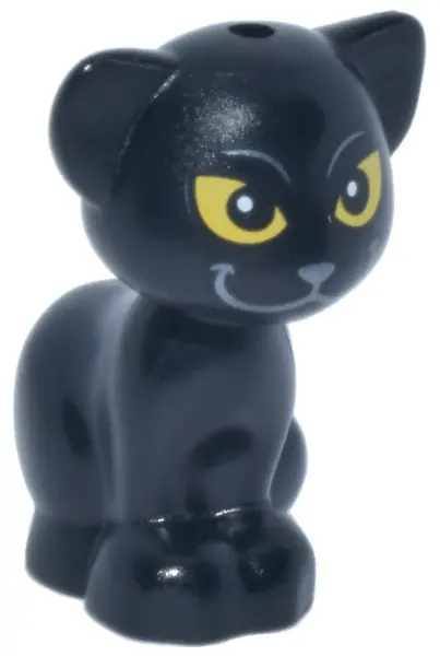Cat, Mini Doll Style, Sitting with Yellow Eyes, Silver Mouth and Eyebrows Pattern
