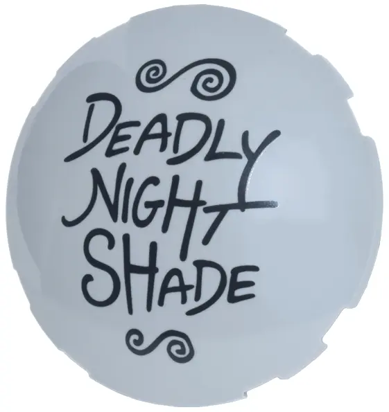 Bluish Gray Brick, Round 6 x 6 Dome Top with Black 'DEADLY NIGHT SHADE' and Swirls Pattern