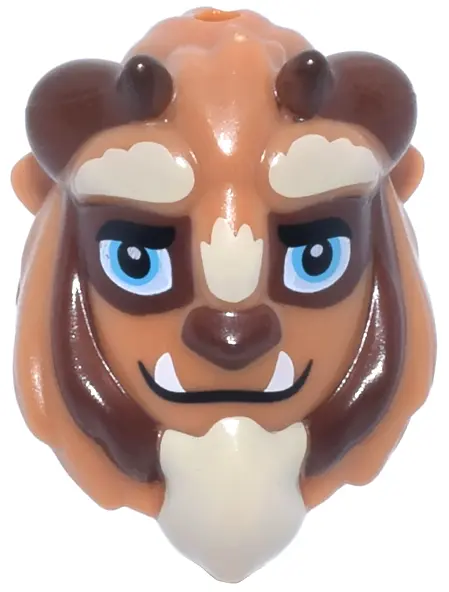 Medium Nougat Mini Doll, Headgear Mask Beast, Holes on Top and Back with Reddish Brown Horns, Black 