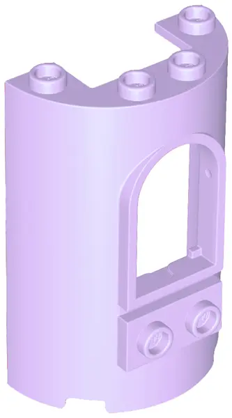 Lavender Cylinder Half 2 x 4 x 5 with 1 x 2 Cutout, Window and 2 Studs