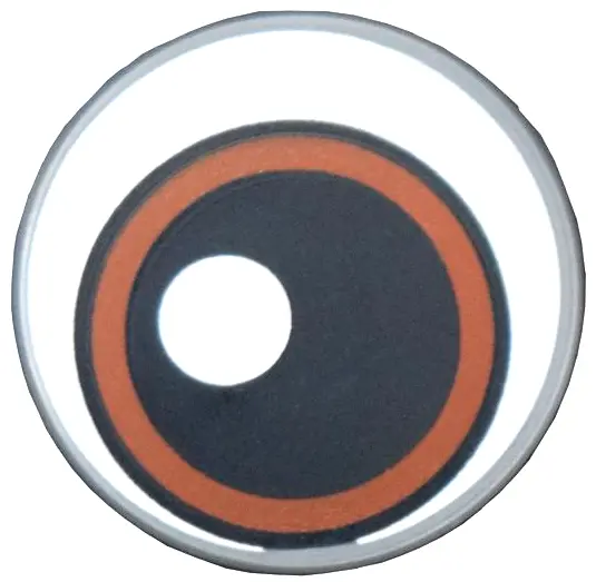 Bluish Gray Tile, Round 2 x 2 with Bottom Stud Holder with Reddish Brown and White Eye with Large Bl