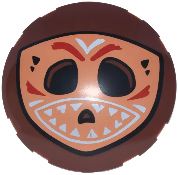 Brown Brick, Round 6 x 6 Dome Top with Nougat Kakamora Mask with Red and White Face Paint and Teeth 