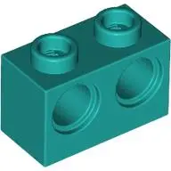 Turquoise Technic, Brick 1 x 2 with Holes