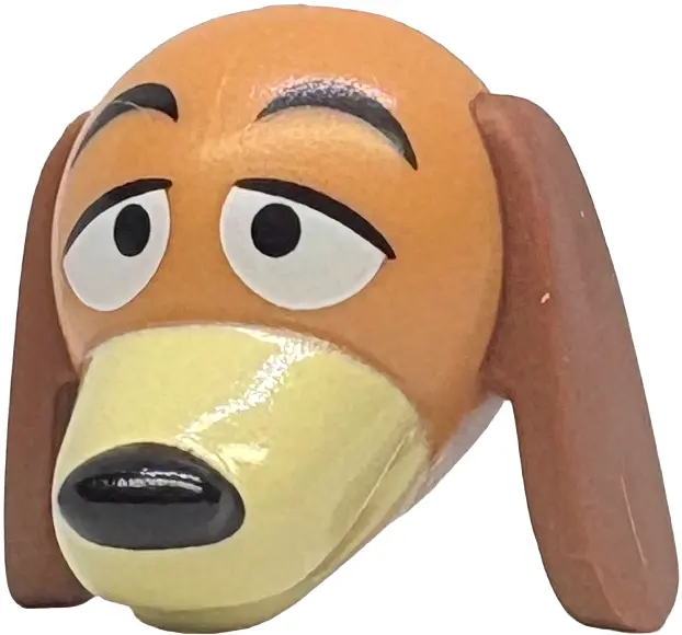 Nougat Dog Head Dachshund with Molded Reddish Brown Flexible Rubber Ears and Printed Eyes, Tan Muzzl