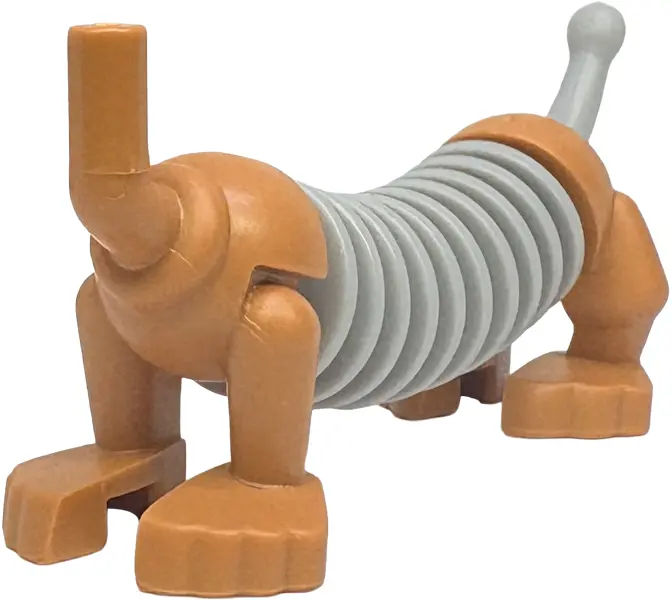 Nougat Dog Pull Toy Dachshund Body and Legs with Molded Light Bluish Gray Flexible Rubber Ribbed Mid