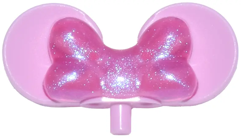 Pink Minifigure, Mouse Ears with Small Pin with Molded Satin Trans-Dark Pink Bow Pattern