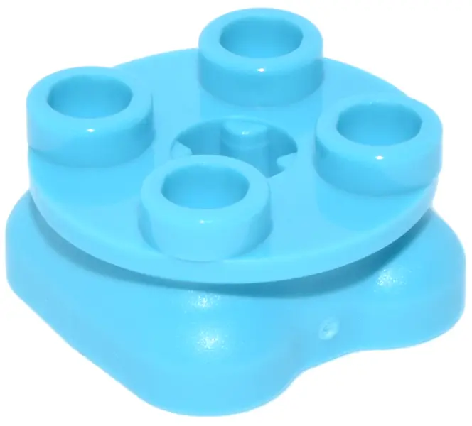 Azure Legs with Plate Round 2 x 2 and Axle Hole - 2 Feet, Symmetrical