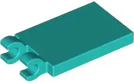 Turquoise Tile, Modified 2 x 3 with 2 Open O Clips