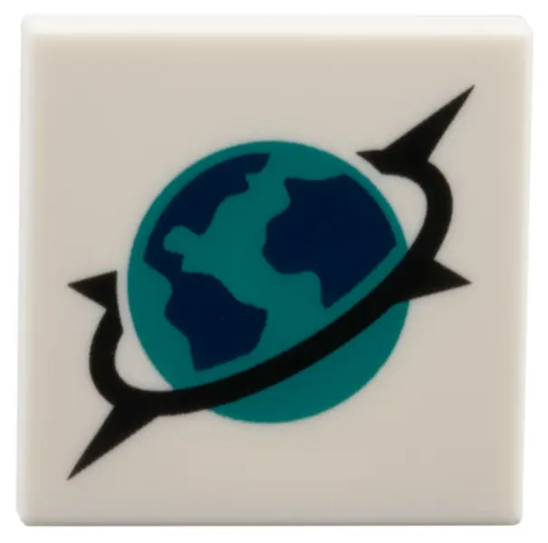 Tile 2 x 2 with Dark Turquoise, Dark Blue and Black Arctic Explorer Planet Earth Logo Pattern