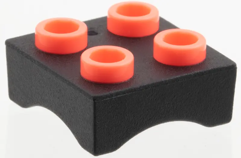 Brick, Modified 2 x 2 x 2/3 with Molded Black Hard Rubber Pad with Feet Pattern