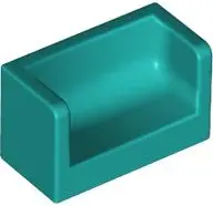 Turquoise Panel 1 x 2 x 1 with Rounded Corners and 2 Sides