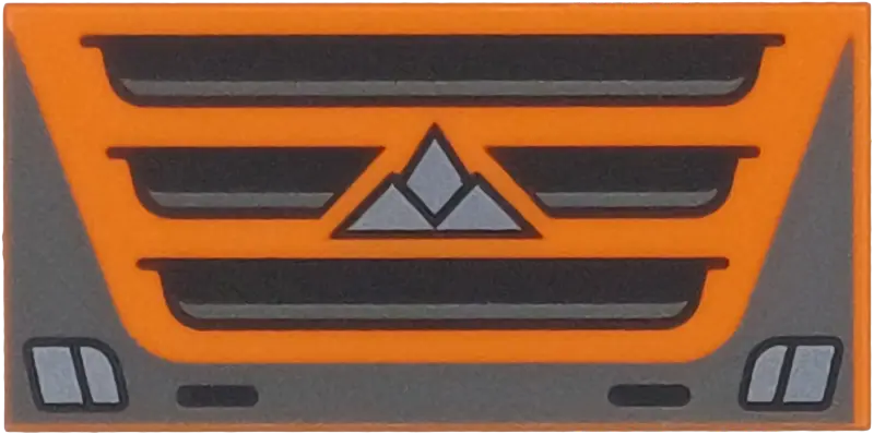 Tile 2 x 4 with Black, Dark Bluish Gray and Silver Truck Grille and Headlights Pattern