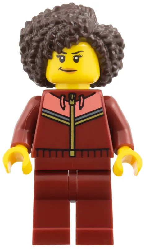- Dark Red Tracksuit, Dark Brown Coiled Hair