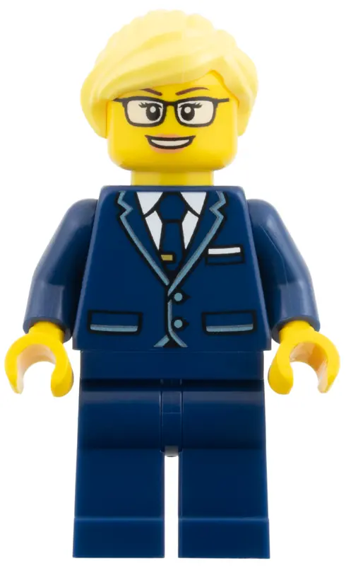 Plane Pilot - Female, Dark Blue Suit with Tie, Bright Light Yellow Ponytail