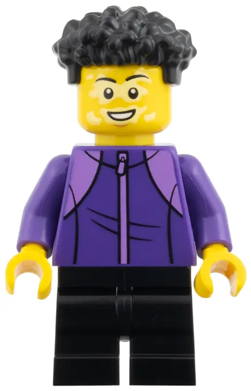 - Boy, Dark Purple Tracksuit, Black Medium Legs, Coiled Hair