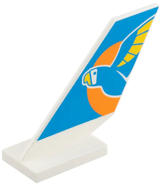 Tail Shuttle with Airline Logo, Dark Azure Parrot and Sky, Orange Sun, Bright Light Orange Beak and 
