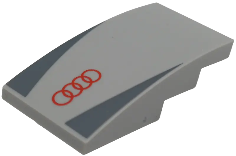 Bluish Gray Slope, Curved 4 x 2 with 4 Red Circles / Audi Logo, Dark Bluish Gray Triangles Pattern