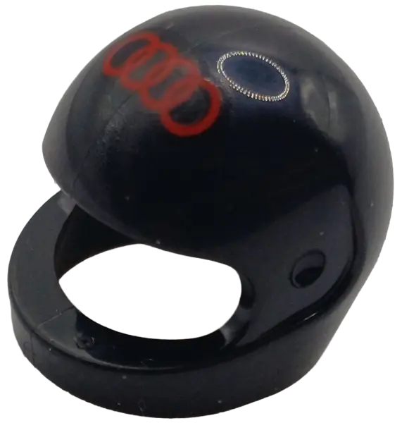 Minifigure, Headgear Helmet Motorcycle (Standard) with 4 Red Circles / Audi Logo Pattern