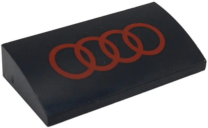 Slope, Curved 2 x 4 x 2/3 with Bottom Tubes with 4 Red Circles / Audi Logo Pattern