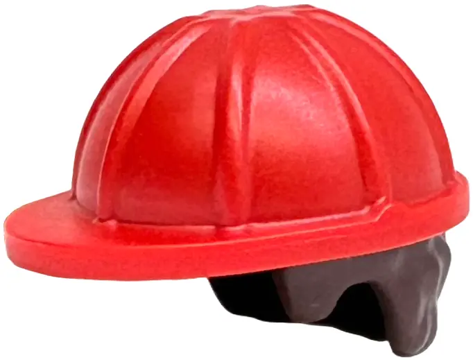 Minifigure, Hair Combo, Hat with Hair, Construction Helmet with Molded Dark Brown Short Curly Hair P