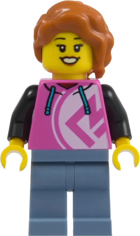 Restaurant Patron - Female, Dark Pink Hoodie, Sand Blue Legs, Dark Orange Hair