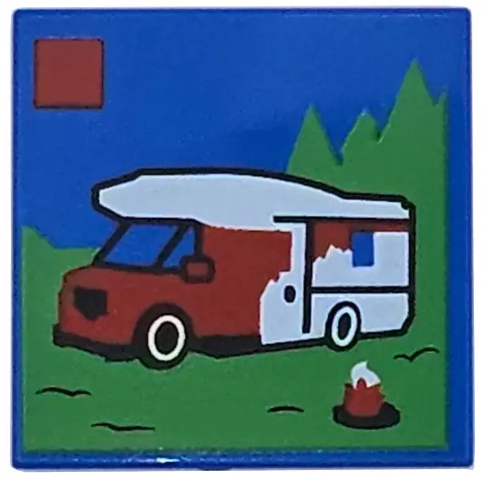Tile 2 x 2 with LEGO City Set Box Art Set 60454 Holiday Camper Van Pattern