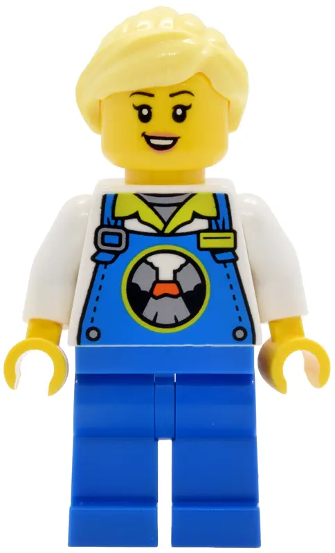 Land Worker - Female, Blue Overalls and Legs, Bright Light Yellow Hair