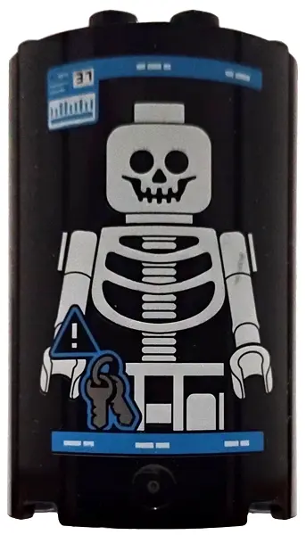 Cylinder Half 2 x 4 x 5 with 1 x 2 Cutout with Dark Azure Airport Body Scanner X-Ray, White Skeleton