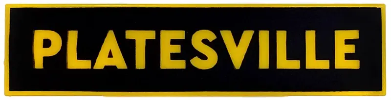 Tile 1 x 4 with 'PLATESVILLE' on Black Background Pattern